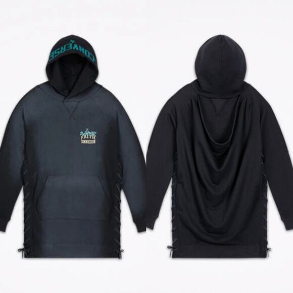 Converse x Faith Connexion Sun Washed Dark Navy Oversized Laced Draped Hoodie - Picture 11 of 11